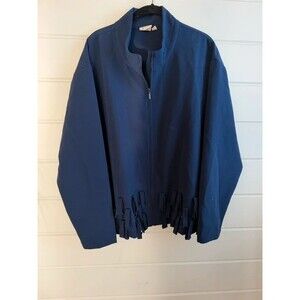 Truth + Style Navy Blue Zip-Front Jacket with Novelty Loop Fringe - Large Unique